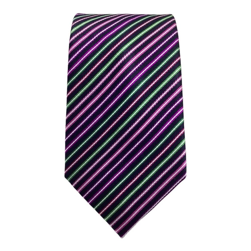 🆕️BUGATCHI XL Purple Striped Silk Tie  Made Italy 61"-3.25" NWT